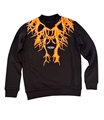 PHOBIA BLACK CREWNECK WITH ORANGE FLUO LIGHTNING PRINT PHK00628