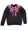PHOBIA BLACK CREWNECK WITH PINK FLUO LIGHTNING PRINT PHK00629