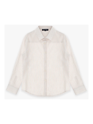 PLEASE camicia m/l con collo lino rigato CL15301B62